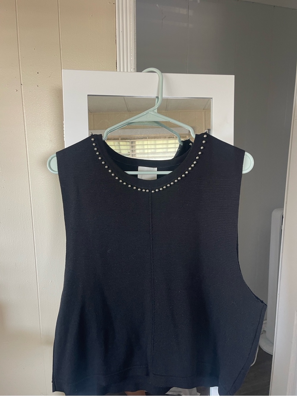 H&M Black Sleeveless Top with Silver Stud Trim